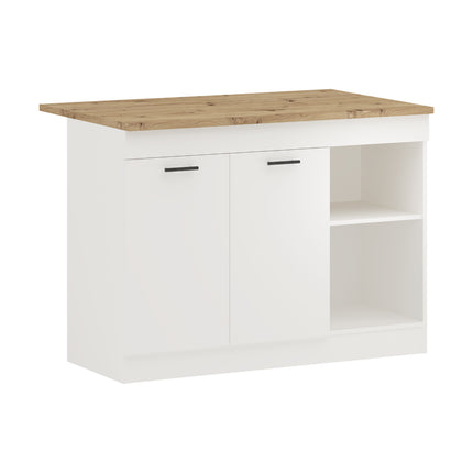 Insula Bucatarie Vigra, Stejar Artisan/Alb, 122 x 76 x 90 cm