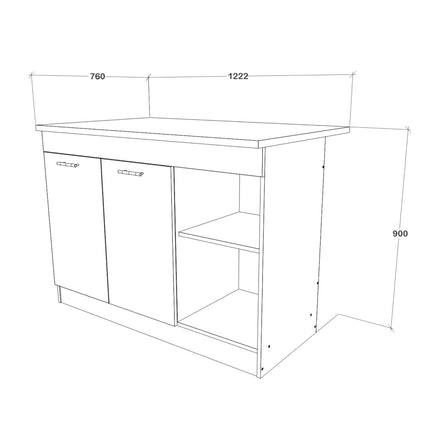 Insula Bucatarie Vigra, Stejar Artisan/Alb, 122 x 76 x 90 cm
