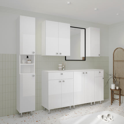 Soldat Baie Zaria, 2 Usi, Alb lucios/Alb, MDF, L 30 x l 27 x H 190 cm