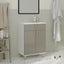 Corp Baie Zaria, 1 Sertar, 2 Usi, Gri Lucios/Alb, MDF, L 60 x l 35 x H 85 cm
