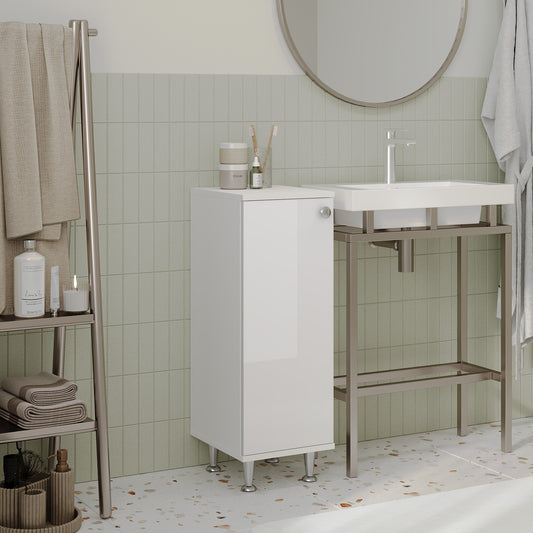 Corp Baie Zaria, 1 Usa, Alb lucios/Alb, MDF, L 30 x l 35 x H 85 cm