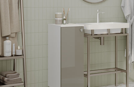 Corp Baie Zaria, 1 Usa, Gri Lucios/Alb, MDF, L 30 x l 35 x H 85 cm