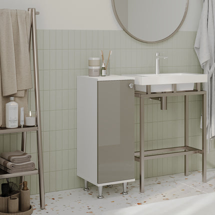 Corp Baie Zaria, 1 Usa, Gri Lucios/Alb, MDF, L 30 x l 35 x H 85 cm