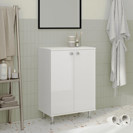 Corp Baie Zaria, 2 Usi, Alb lucios/Alb, MDF, L 60 x l 35 x H 85 cm