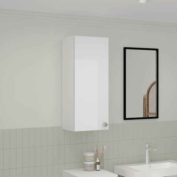 Corp Baie Zaria, Suspendat, 1 Usa, Alb lucios/Alb, MDF, L 30 x l 22 x H 72 cm