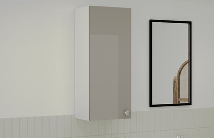 Corp Baie Zaria, Suspendat, 1 Usa, Gri Lucios/Alb, MDF, L 30 x l 22 x H 72 cm