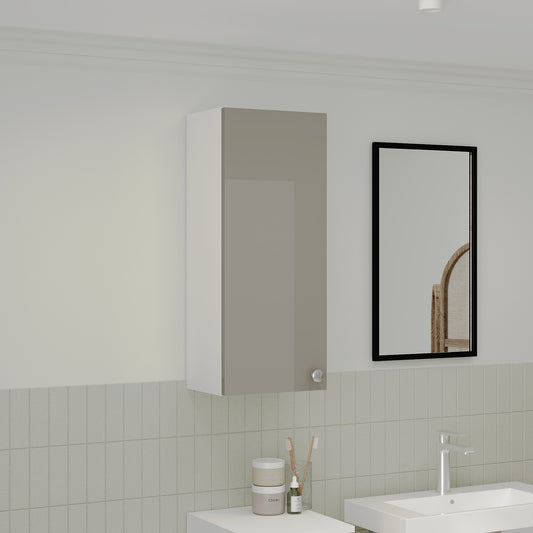 Corp Baie Zaria, Suspendat, 1 Usa, Gri Lucios/Alb, MDF, L 30 x l 22 x H 72 cm