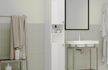 Soldat Baie Zaria, 2 Usi, Alb lucios/Alb, MDF, L 30 x l 27 x H 190 cm