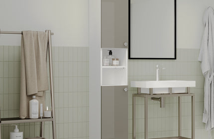 Soldat Baie Zaria, 2 Usi, Gri Lucios/Alb, MDF, L 30 x l 27 x H 190 cm