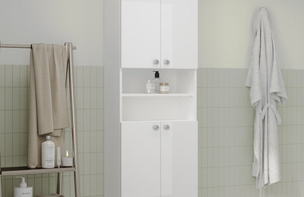 Soldat Baie Zaria, 4 Usi, Alb lucios/Alb, MDF, L 60 x l 27 x H 190 cm