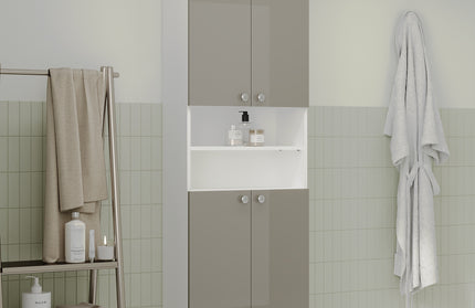 Soldat Baie Zaria, 4 Usi, Gri Lucios/Alb, MDF, L 60 x l 27 x H 190 cm