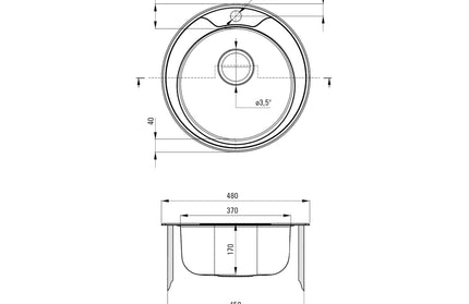 Chiuveta Deante TWIST, 1 Cuva Universala, Inox Texturat, pe blat, D 48 cm