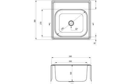 Chiuveta Deante TECHNO, 1 Cuva Universala, Inox Lucios, pe blat, 38 x 38 cm