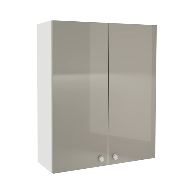 Corp Baie Zaria, Suspendat, 2 Usi, Gri Lucios/Alb, MDF, L 60 x l 22 x H 72 cm