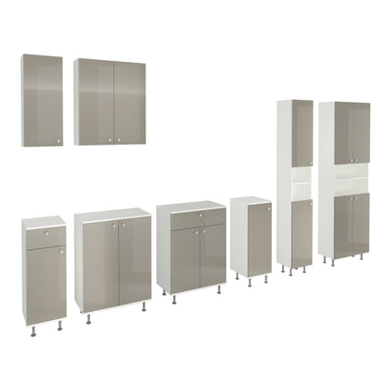 Corp Baie Zaria, Suspendat, 2 Usi, Gri Lucios/Alb, MDF, L 60 x l 22 x H 72 cm
