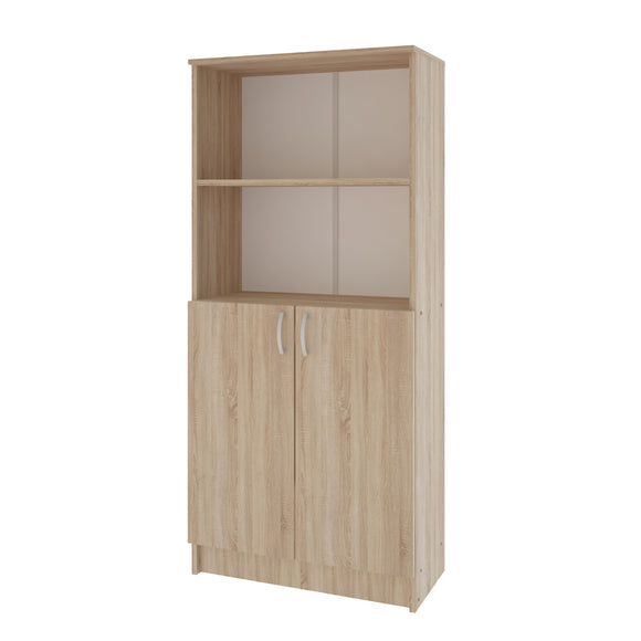 Biblioteca Flint, cu Usi Inferioare si O Polita, Stejar Sonoma, 70 x 32 x 159 cm