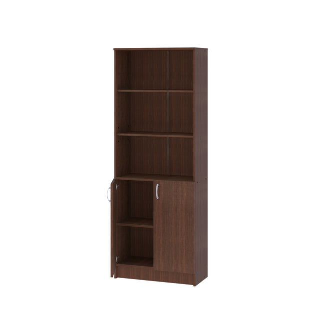 Biblioteca Flint, cu Usi Inferioare si 2 Polite, Wenge, 70 x 32 x 196 cm