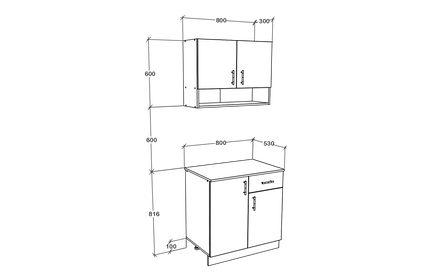 Set Bucatarie Berna, Antracit/Alb, L 80 cm