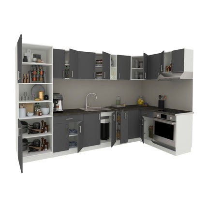 Set Bucatarie Colt Karo V35, Antracit/Alb, Blat Thermo 28 mm, L 320 x 160 cm