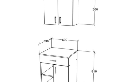 Set Bucatarie Berna, Antracit/Alb, L 60 cm