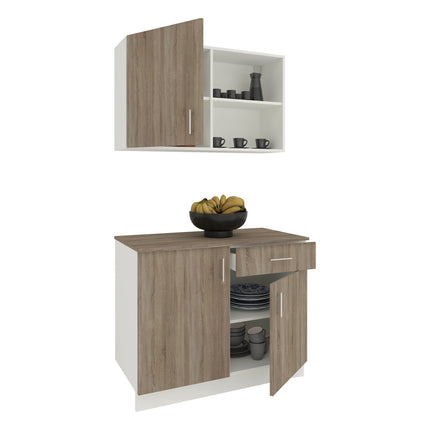 Bucatarie Liz, Stejar Sonoma Inchis/Alb, L 100 cm