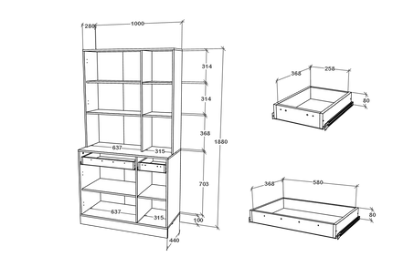 Bufet Hugo, Stejar Artisan/Alb, 100 x 44 x 188 cm