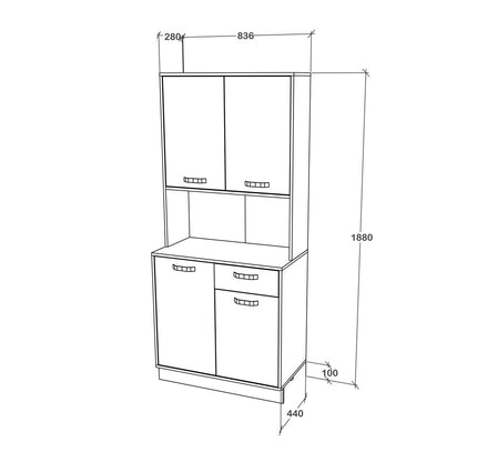Bufet Oma, Verde Petrol/Alb, L 84 cm
