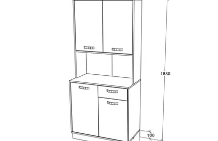 Bufet Oma, Antracit/Alb, L 84 cm