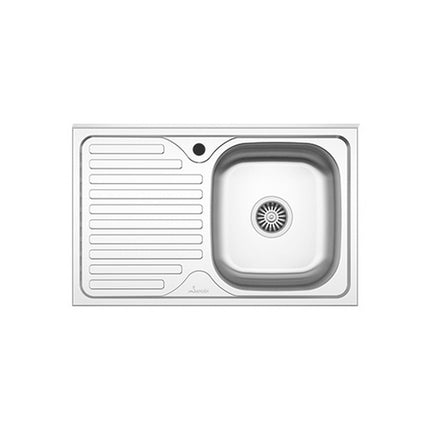 Set Masca Chiuveta Karo, Antracit/Alb, 80 x 50 x 80 cm, Chiuveta Inox, Cuva dreapta