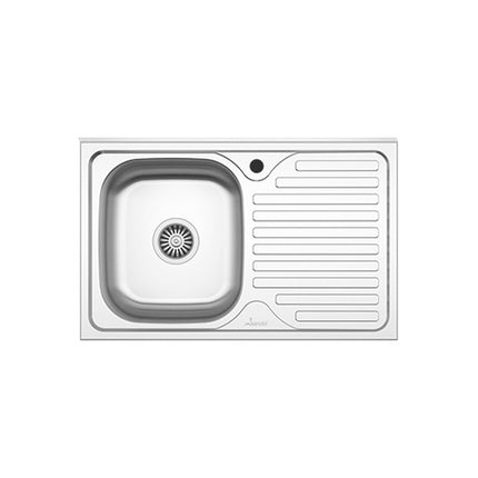 Set Masca Chiuveta Karo, Alb, 80 x 50 x 80 cm, Chiuveta Inox, Cuva stanga