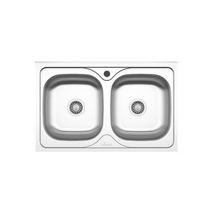 Chiuveta Sanobi, 2 Cuve universale, Inox lucios, pe masca, 80 x 50 cm