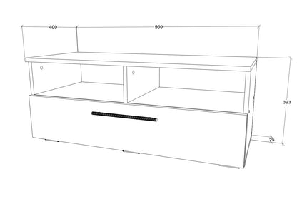 Comoda Kos, O Usa, 2 Polite, Alb/Stejar Artisan, 95 x 40 x 39 cm