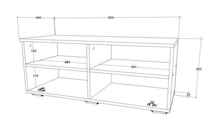 Comoda Kos, O Usa, 2 Polite, Negru/Alb Lucios, MDF, 95 x 40 x 39 cm