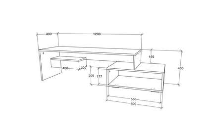 Comoda TV Deli, Antracit/Alb, 120 x 40 x 40 cm