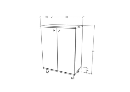 Corp Baie Zaria, 2 Usi, Gri Lucios/Alb, MDF, L 60 x l 35 x H 85 cm
