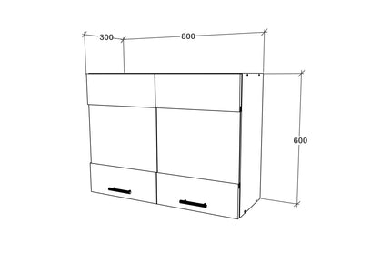 Corp Superior Karo, 2 Usi, cu sticla, Stejar Sonoma Inchis/Alb, 80 x 30 x 60 cm