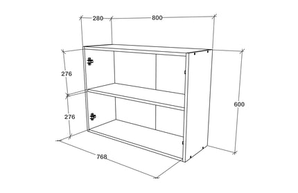 Corp Superior Karo, 2 Usi, cu sticla, Antracit/Alb, 80 x 30 x 60 cm