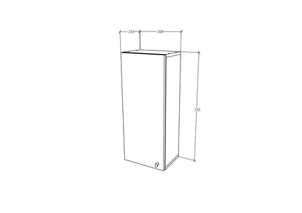 Corp Baie Zaria, Suspendat, 1 Usa, Gri Lucios/Alb, MDF, L 30 x l 22 x H 72 cm