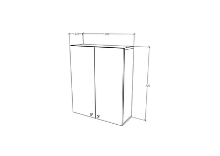 Corp Baie Zaria, Suspendat, 2 Usi, Gri Lucios/Alb, MDF, L 60 x l 22 x H 72 cm