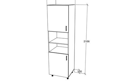 Corp Turn Karo, 2 Usi, cu spatiu cuptor, Lemn Natural/Alb, 60 x 57 x 210 cm