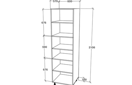 Corp Turn Karo, 2 Usi, cu spatiu cuptor, Lemn Natural/Alb, 60 x 57 x 210 cm