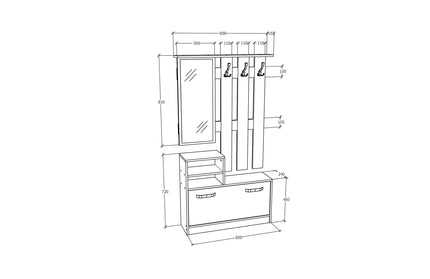 Cuier Lyon, Alb, L 85 x l 24 x H 180 cm