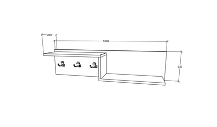 Cuieras Grid, Antracit/Alb, 100 x 20 x 24 cm