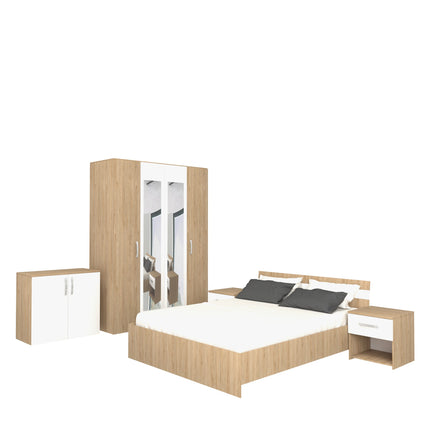 Set Dormitor Paris, Lemn Natural/Alb