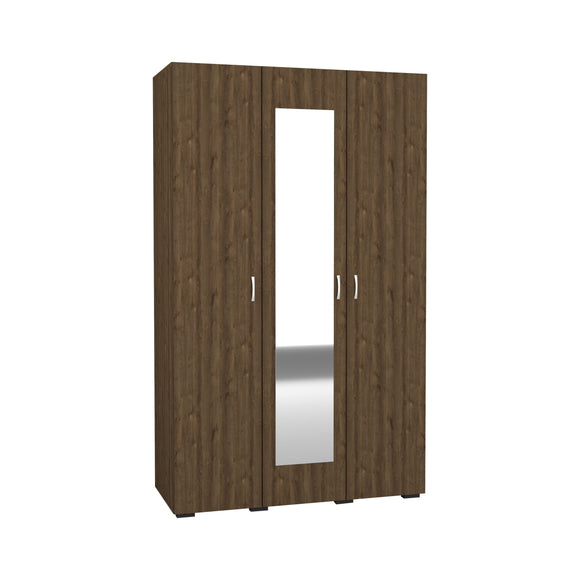 Dulap Nero, 3 Usi, oglinda, Stejar Bronz, 120 x 52 x 200 cm