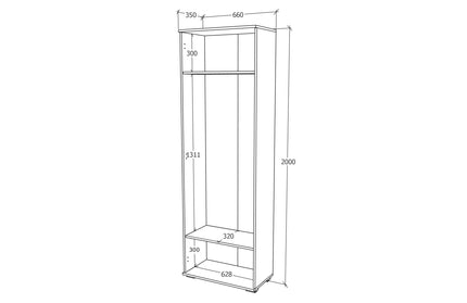 Dulap Como, 2 Usi, Antracit/Alb, L 66 x l 35 x H 200 cm