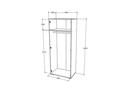 Dulap Nero, 2 Usi, oglinda, Stejar Bronz, 80 x 52 x 200 cm