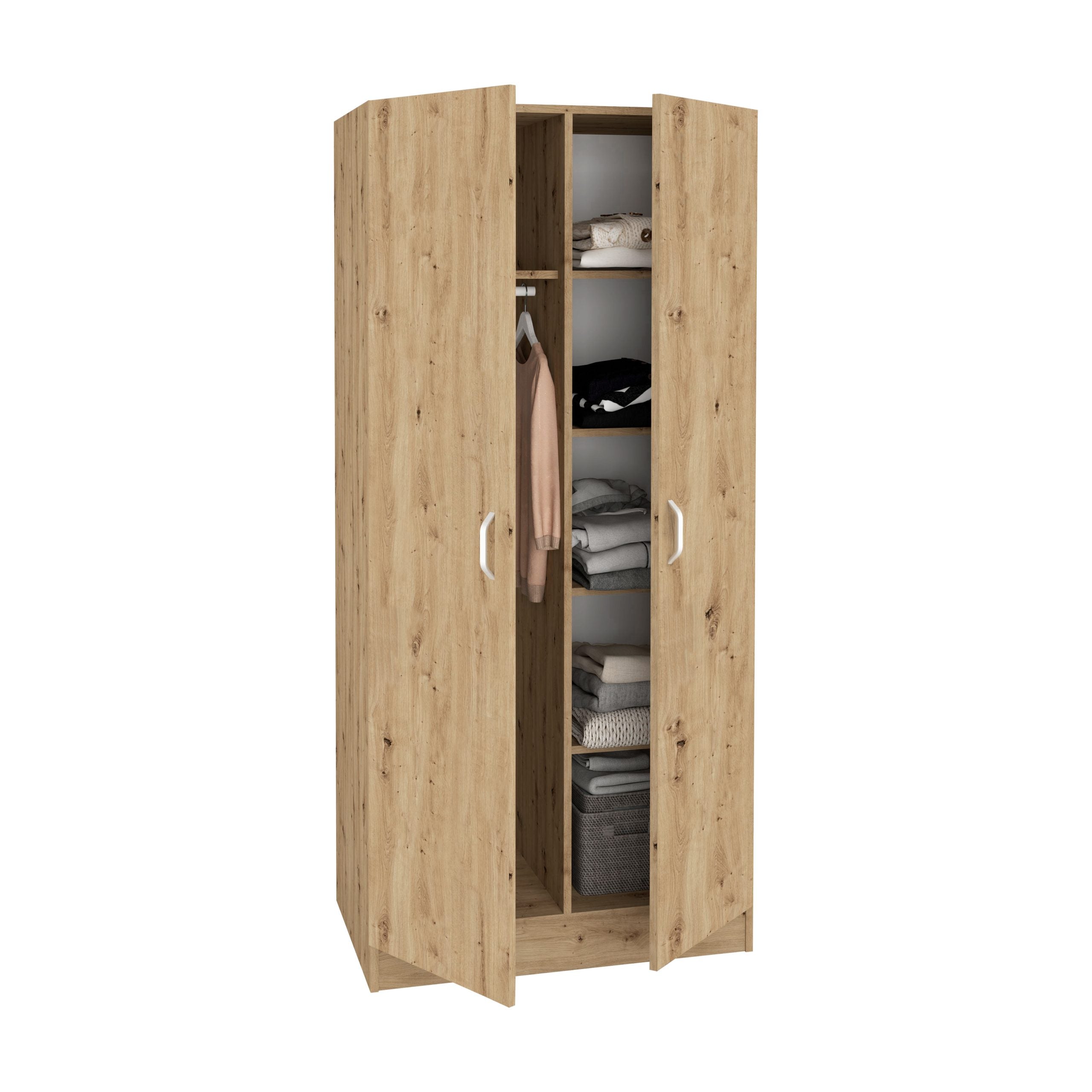 Dulap de haine Remi, 2 usi, Stejar Artisan, PAL, 80 x 51 x 170 cm