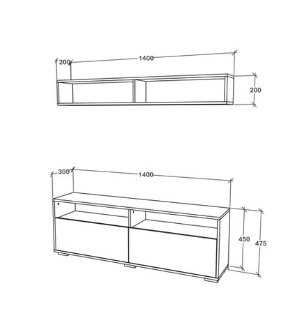Living Obu, Alb, L 140 cm
