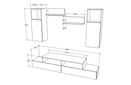 Living Osaka, Antracit, L 190 cm